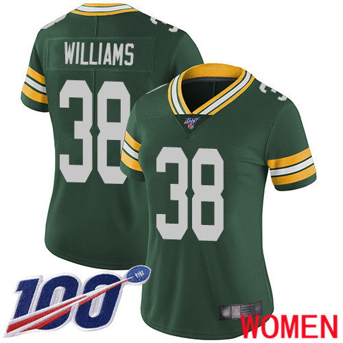 Green Bay Packers Limited Green Women #38 Williams Tramon Home Jersey Nike NFL 100th Season Vapor Untouchable